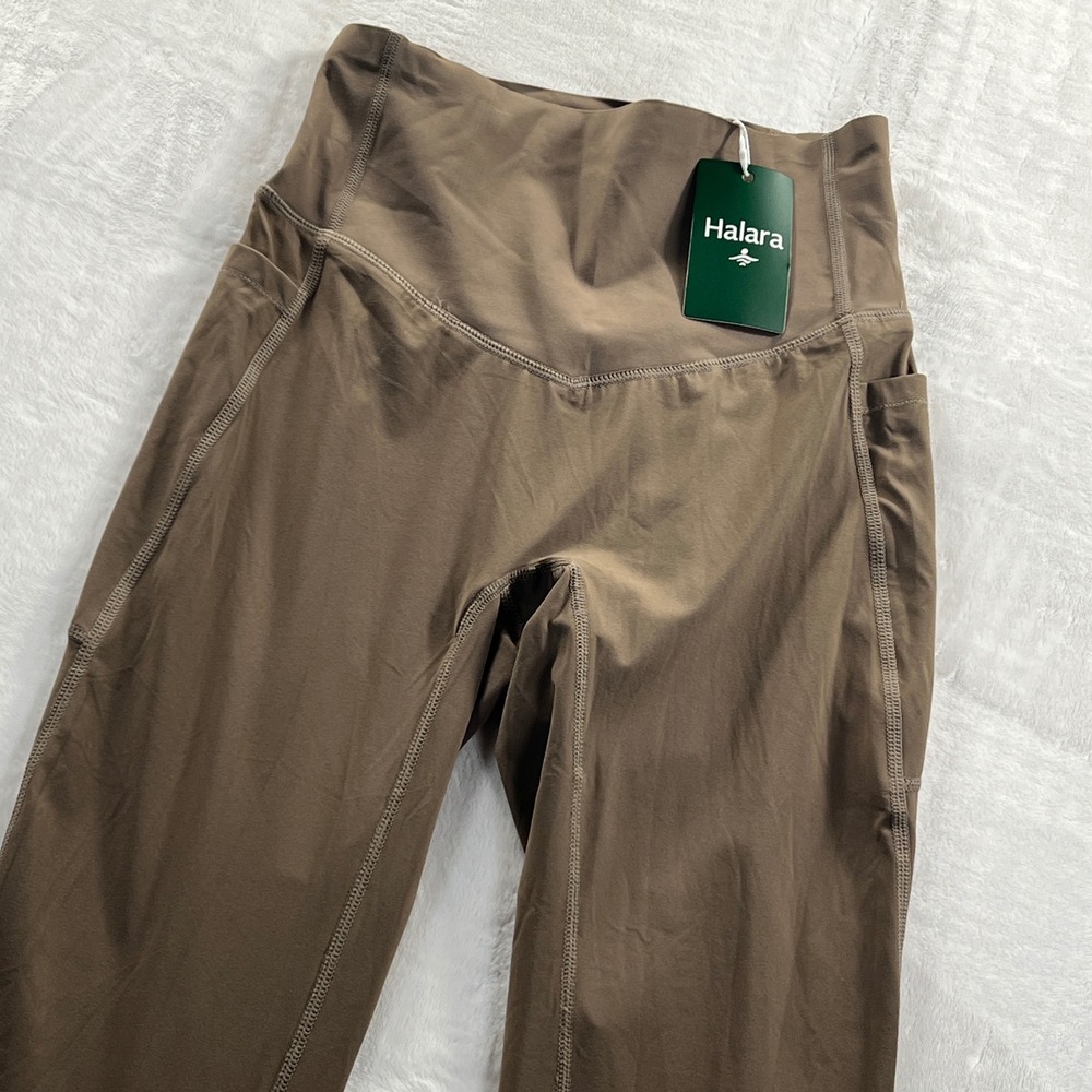 Halara High Waisted Tummy Control Flare Leggings Brown Size Small Regular